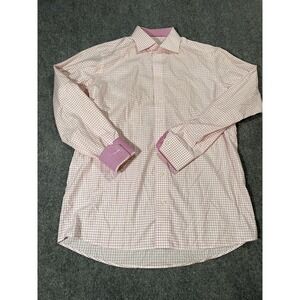 Eton Shirt Mens 16.5 Pink Check Contemporary Dress Button Front Long Sleeve